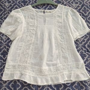 Anthropologie white embroidery top